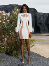 Gabriella Patchwork Bandage Dress In White